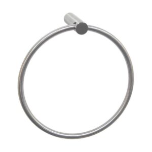 Il Portasciugamani ad anello della serie Medinox è un elegante portasciugamani metallico con base rotonda da montare a parete, ideale per organizzare i tuoi asciugamani e raffigurato su uno sfondo bianco.